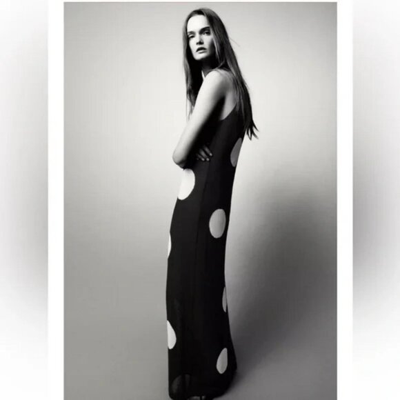 ZARA DOTTED KNIT MAXI DRESS